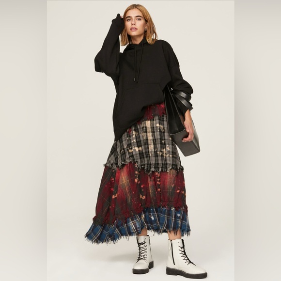 R13 Distressed Maxi Patchwork Skirt - Picture 1 of 6
